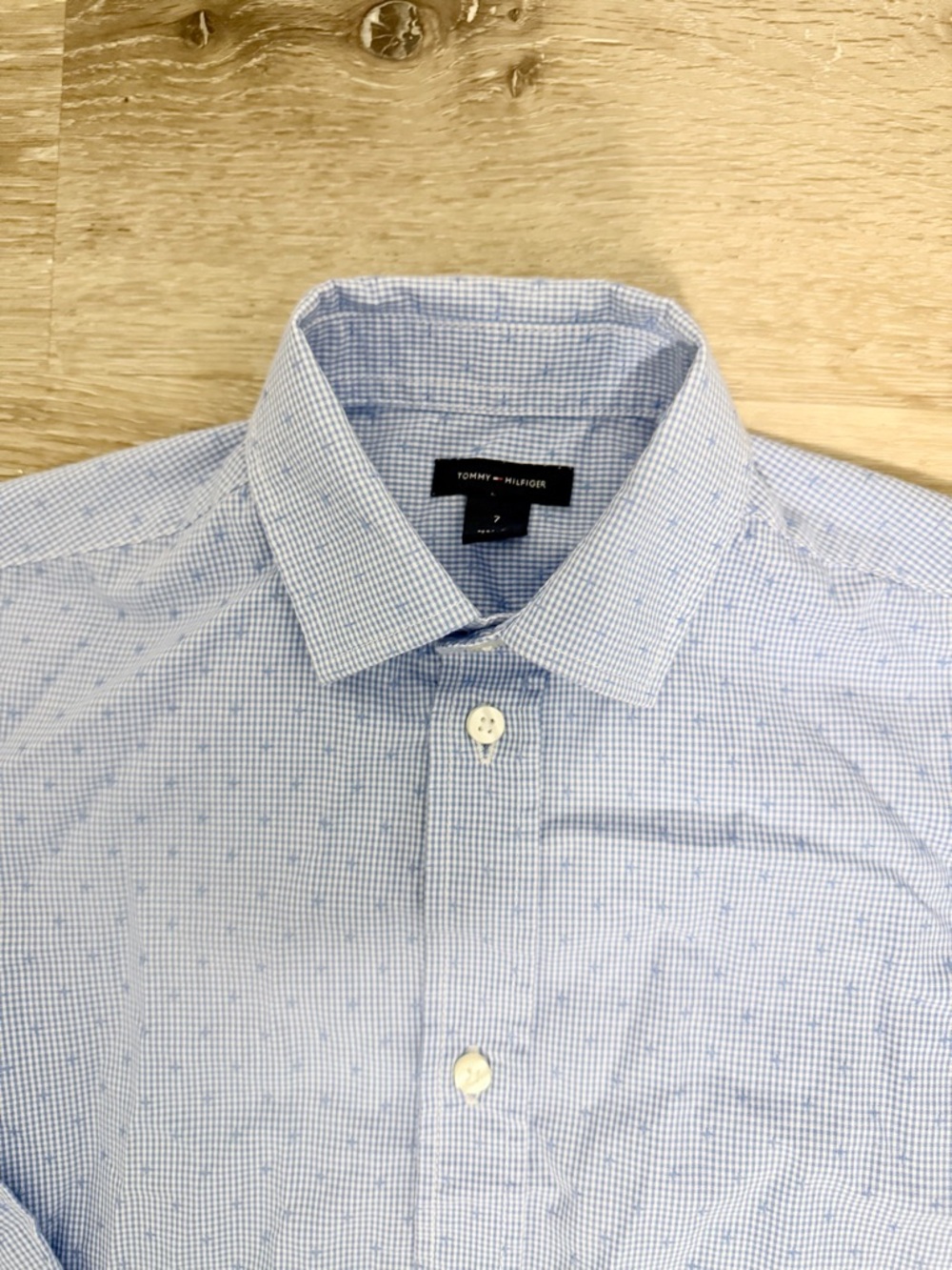 Tommy Hilfiger Light Blue Micro-Check Dress Shirt